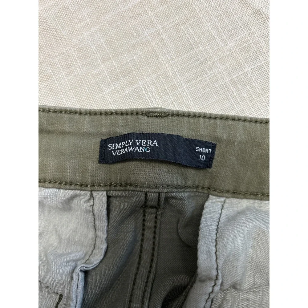 Simply Vera Vera Wang Womens Olive Green Utility Stretch Denim Shorts Size 8